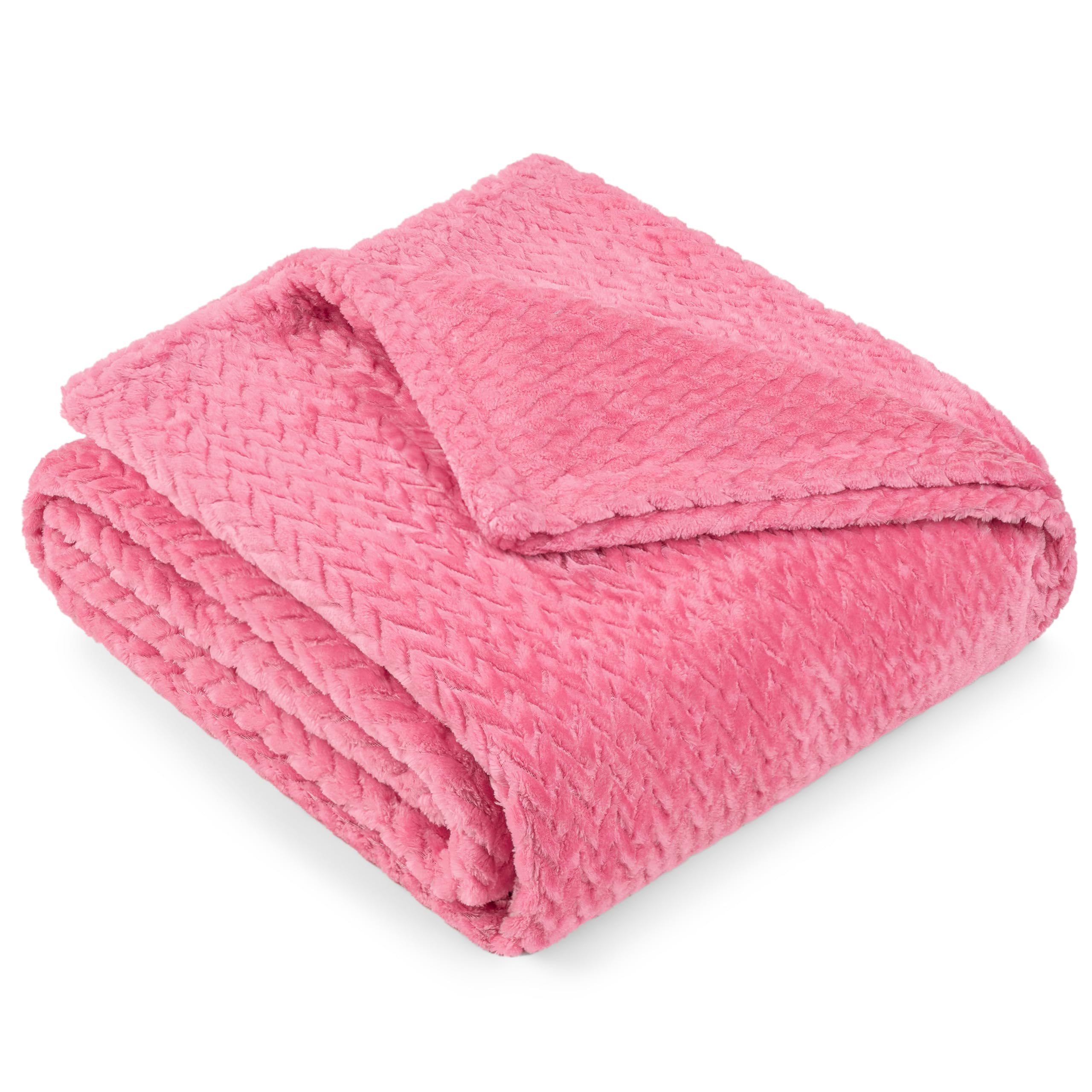 PAVILIA Soft Fleece Hot Pink Throw Blanket for Couch, Lightweight Plush Warm Blankets for Bed, Fuzzy Cozy Flannel Blanket Throw 