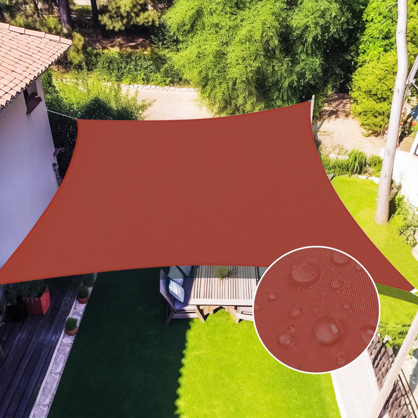 Amagenix Waterproof Sun Shade Sail Canopy 8' X 1 0'Rust Red Shade Sail Breathable Curved 95% Uv Blockage Awning Shelter For Outd