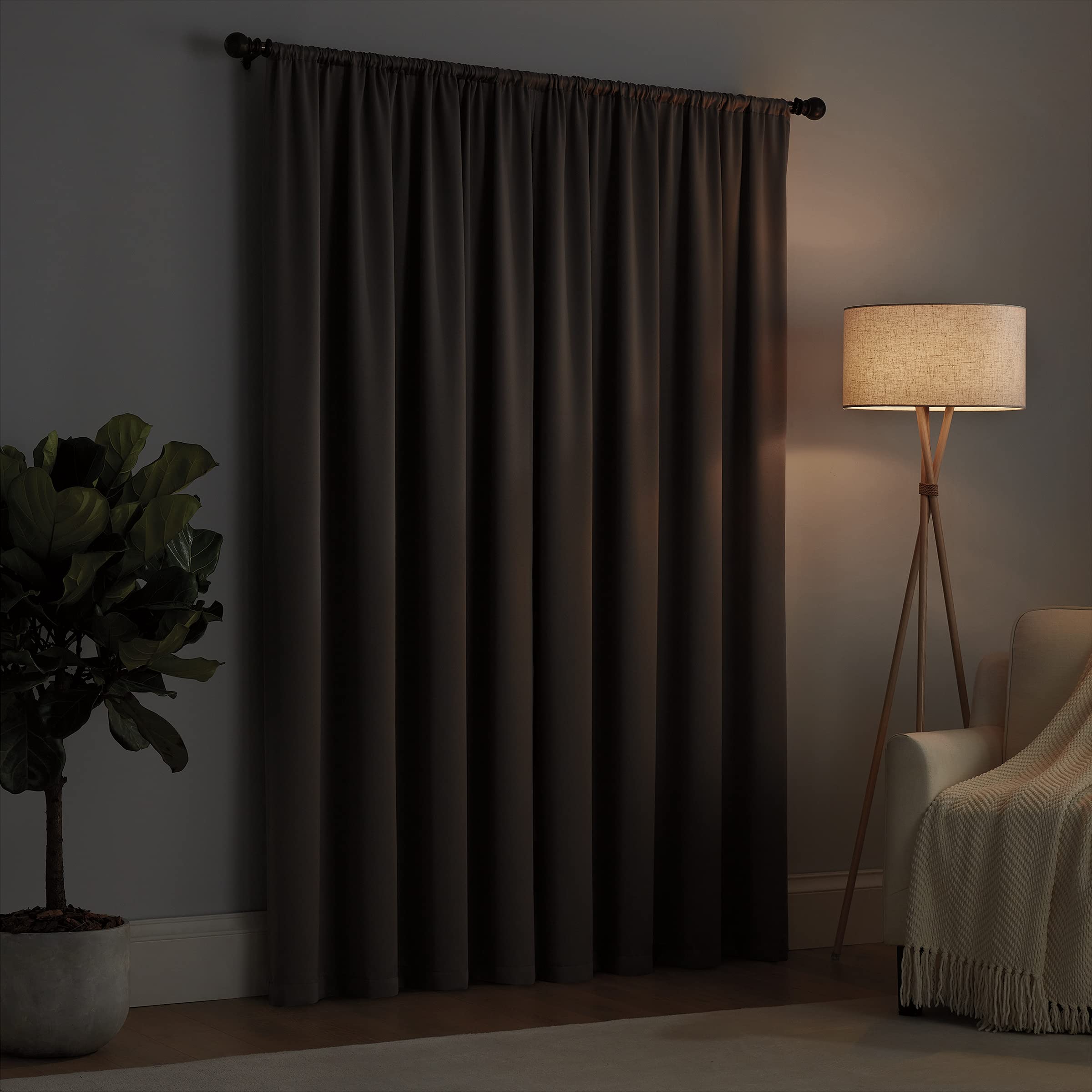 Eclipse Solid Thermapanel Modern Room Darkening Rod Pocket Window Curtain For Bedroom (1 Panel), 54' X 54', Merlot
