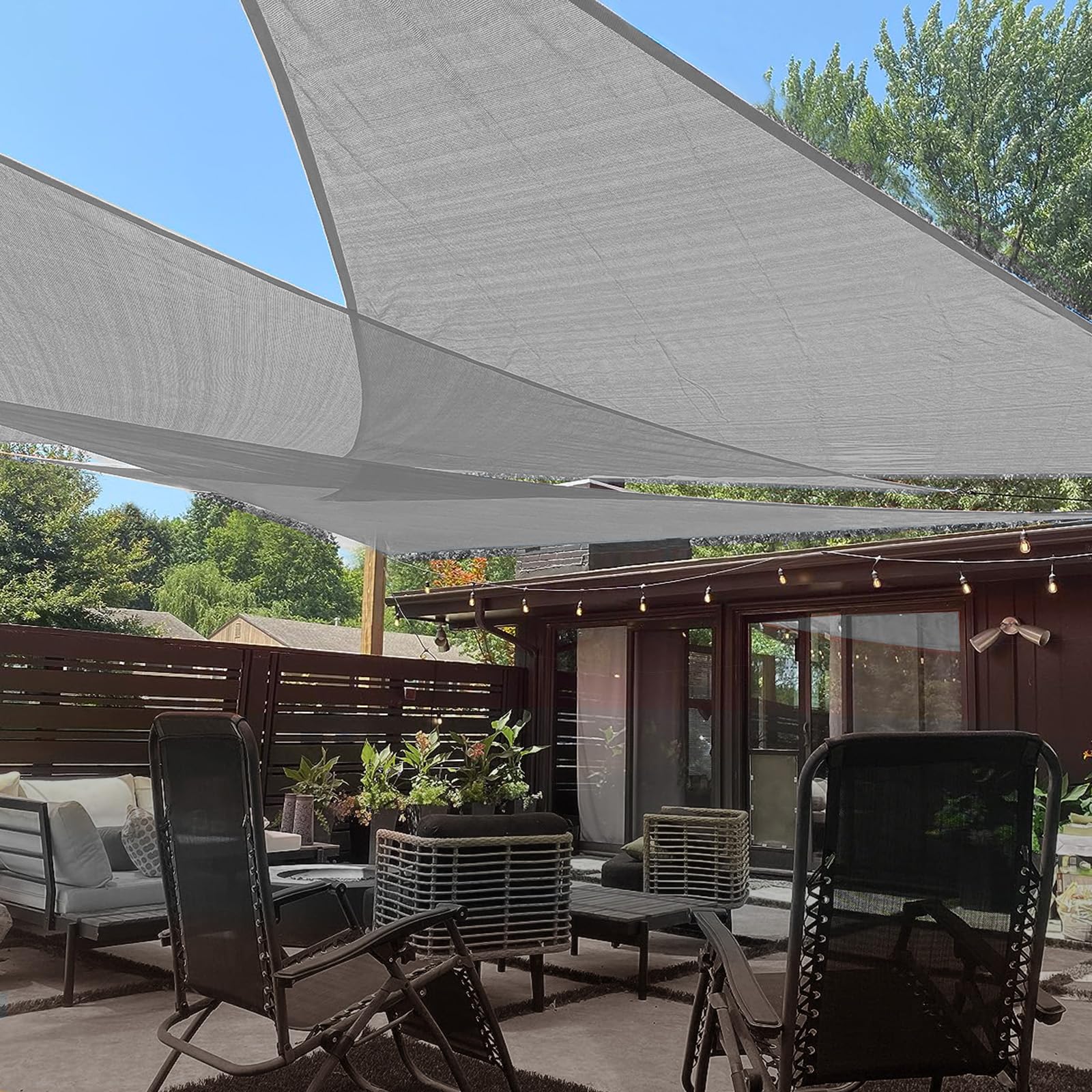 Love Story 12' X 12' X 12' Triangle Silver Sun Shade Sail Canopy Uv Block For Outdoor Patio Garden Backyard