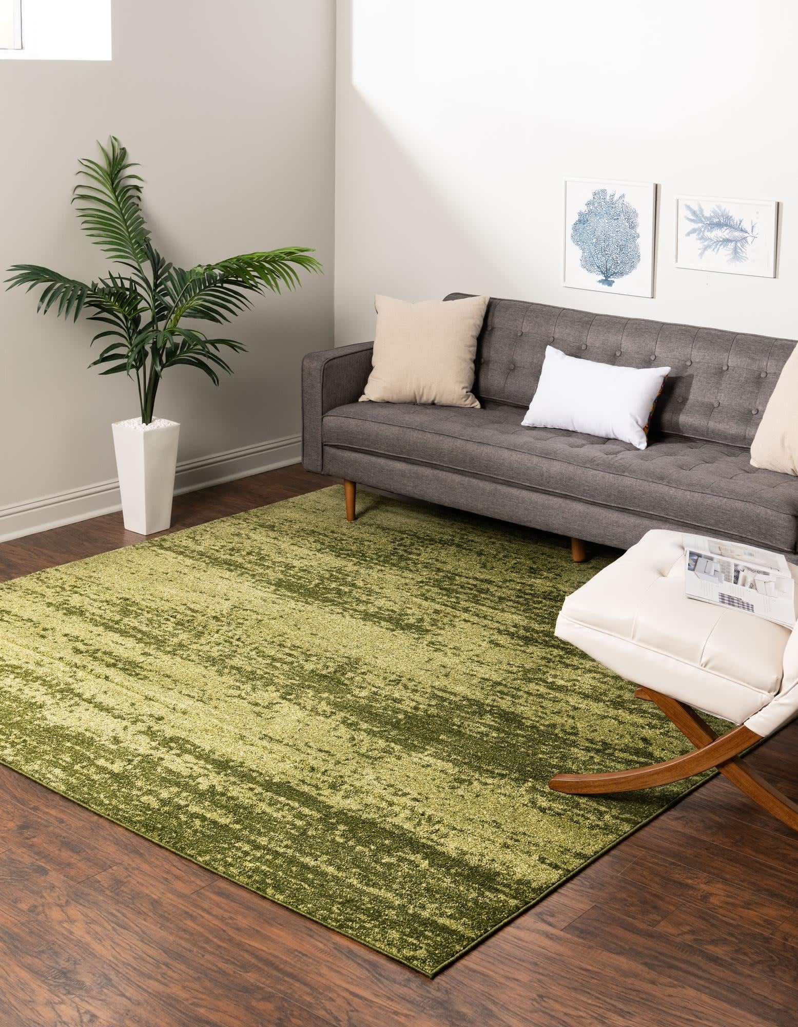 Unique Loom Del Mar Collection Area Rug - Lucille (7' 10'' Square, Green/ Hunter Green)