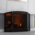 FireBeauty Fireplace Screen 3 Panel Wrought Iron Black Metal 48(L) x30(H) Spark Guard Cover (Modern)