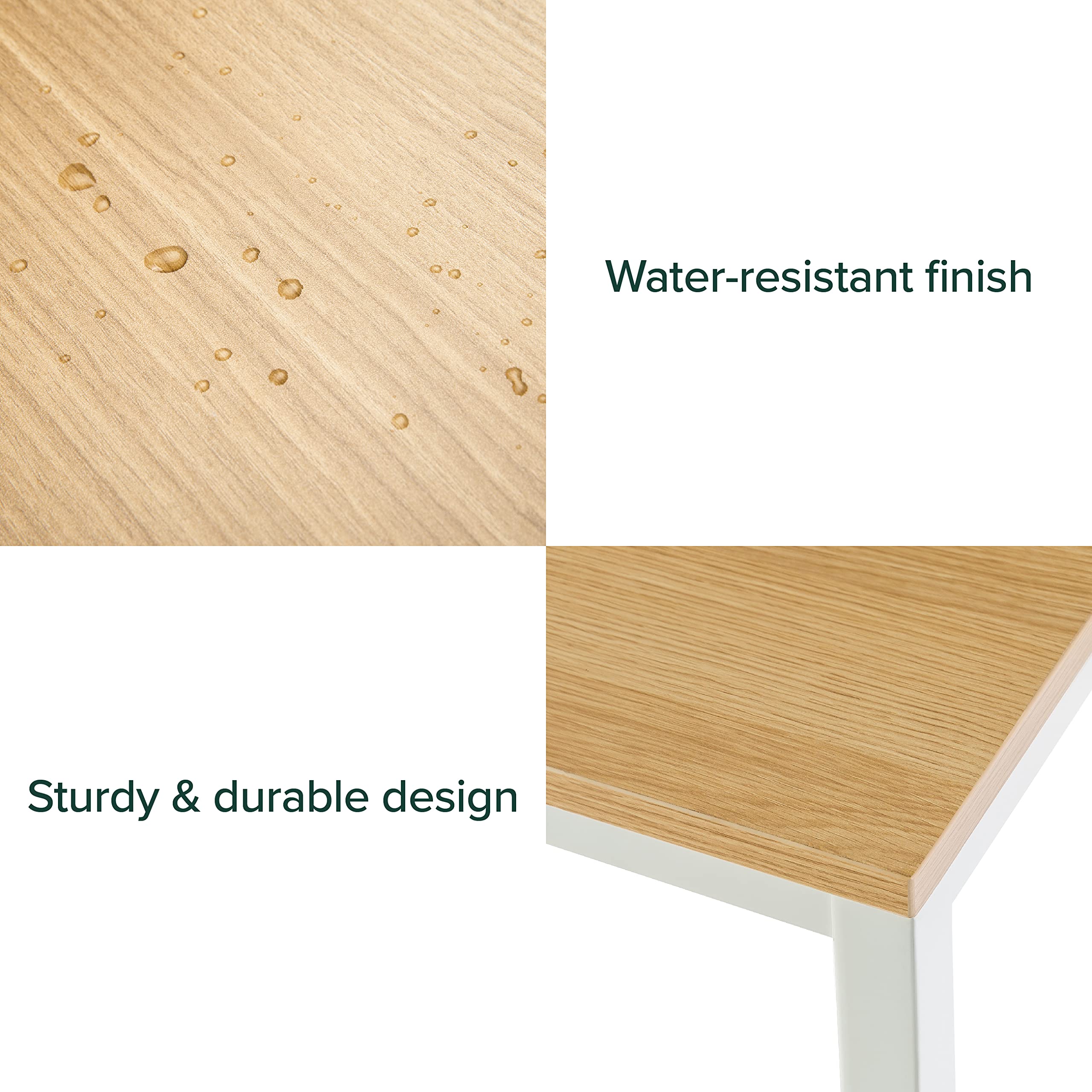 Zinus Jennifer 55 Inch White Frame Desk, Computer Workstation, Office Desk, Dining Table, Easy Assembly, Natural