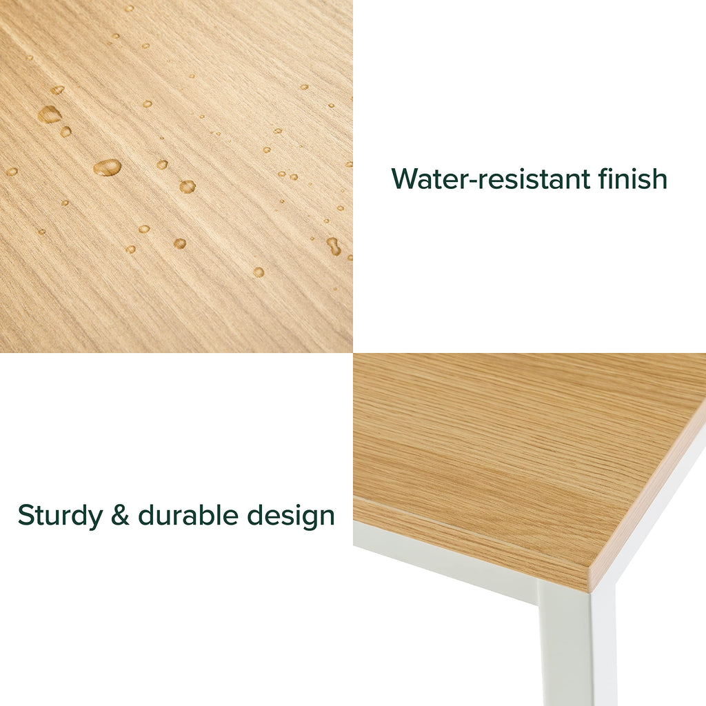 Zinus Jennifer 55 Inch White Frame Desk, Computer Workstation, Office Desk, Dining Table, Easy Assembly, Natural