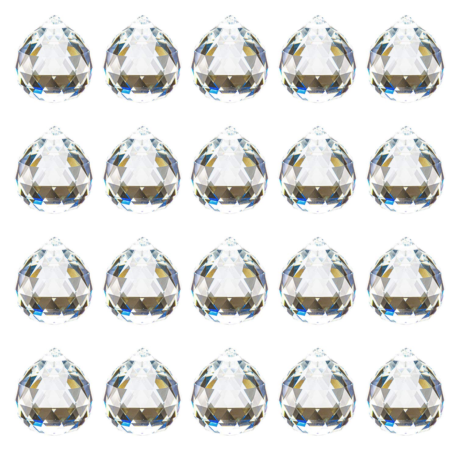 Yesland 20 Pack Upgraded Crystal Ball Prism 40Mm / 1.57 Inch Decorative Ball - Suncatcher Rainbow Pendants Maker - Perfect For C