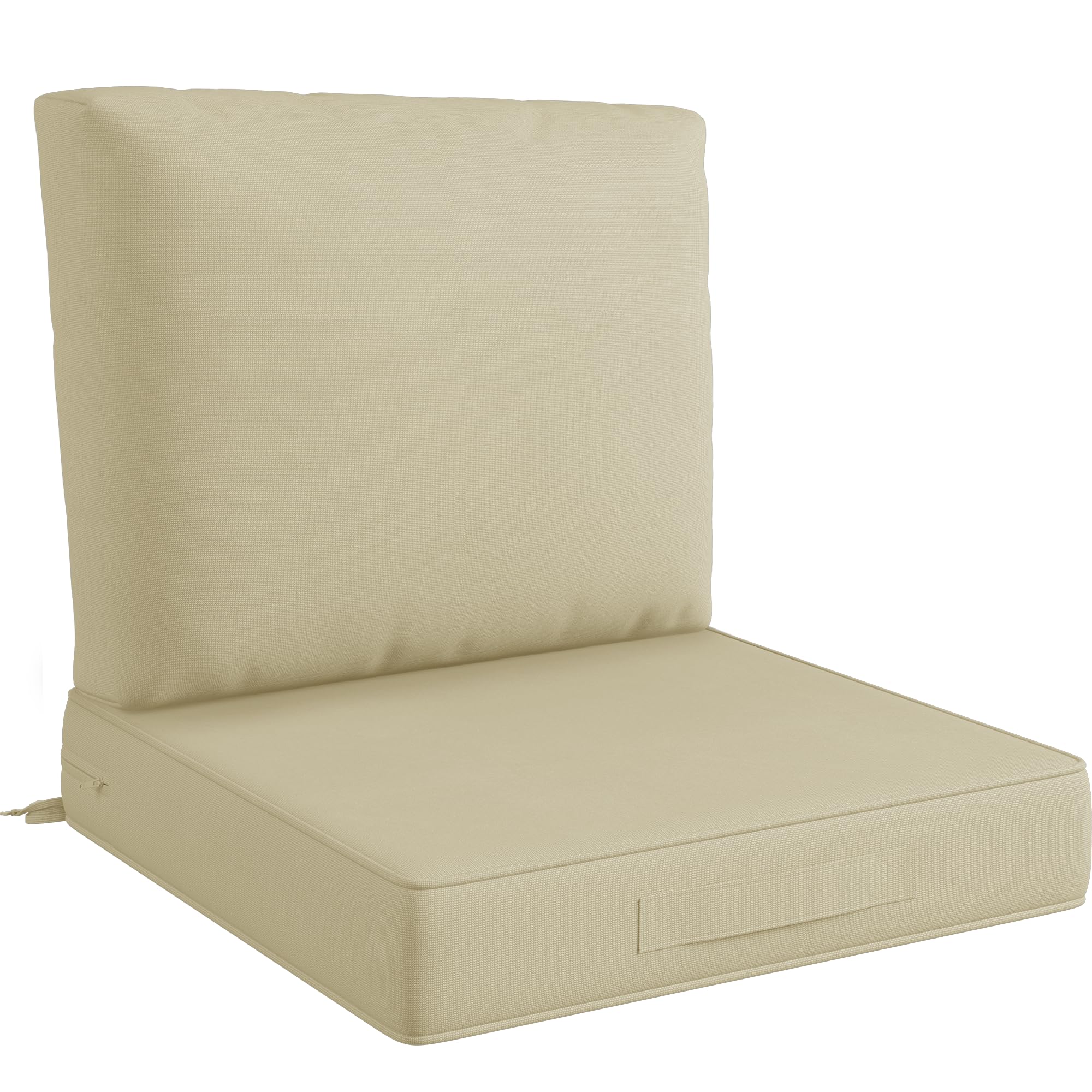 Codi 19X19 Outdoor Chair Cushions, Deep Seat Replacement Cushion For Outside Chairs, Waterproof For Patio Furniture, Beige