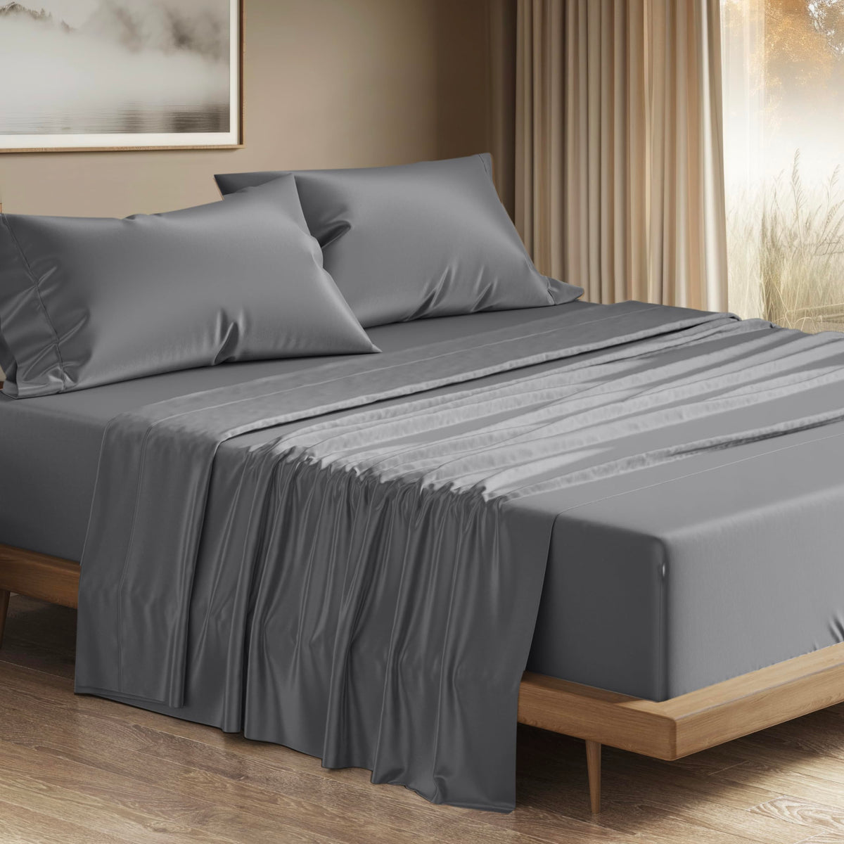 Thread Spread 100% Egyptian Cotton Sheets California King Size - 1200 Thread Count 4 Pc Cal King Sheets Egyptian Cotton, Cooling