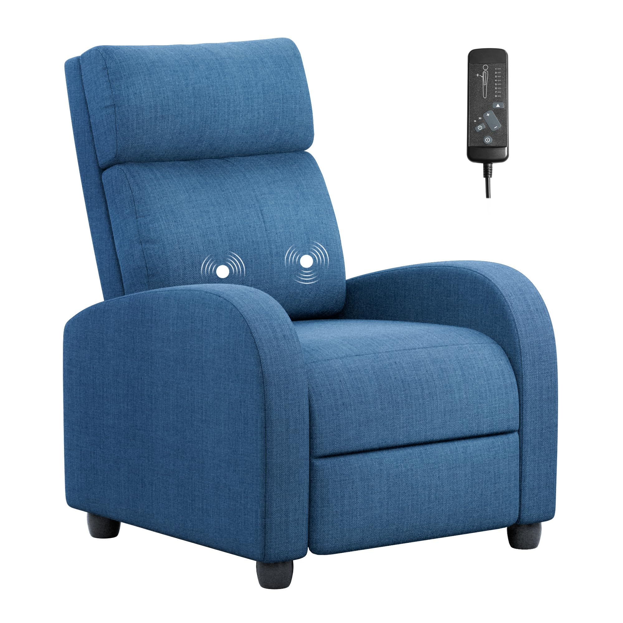 Homall Recliner Chair, Recliner Sofa For Adults, Recliners Home Theater Seating With Lumbar Support, Reclining Sofa Chair For Living Room (Fabric, Dark Blue)