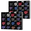 2 Pack Tie Box Organizer Wall Mounted Black Acrylic with 16 Compartments, Tie Organizer for Drawer, Tie Holder for Men Belt Scar