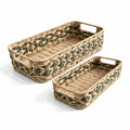 Divsvid 2Pack Woven Rattan Bathroom Basket with Handles for Toilet Tank