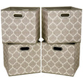 i BKGOO Cloth Storage Bins Set of 4 Thick Fabric Drawers Foldable Cubes Basket Organizer Container with Dual Metal Handles for S