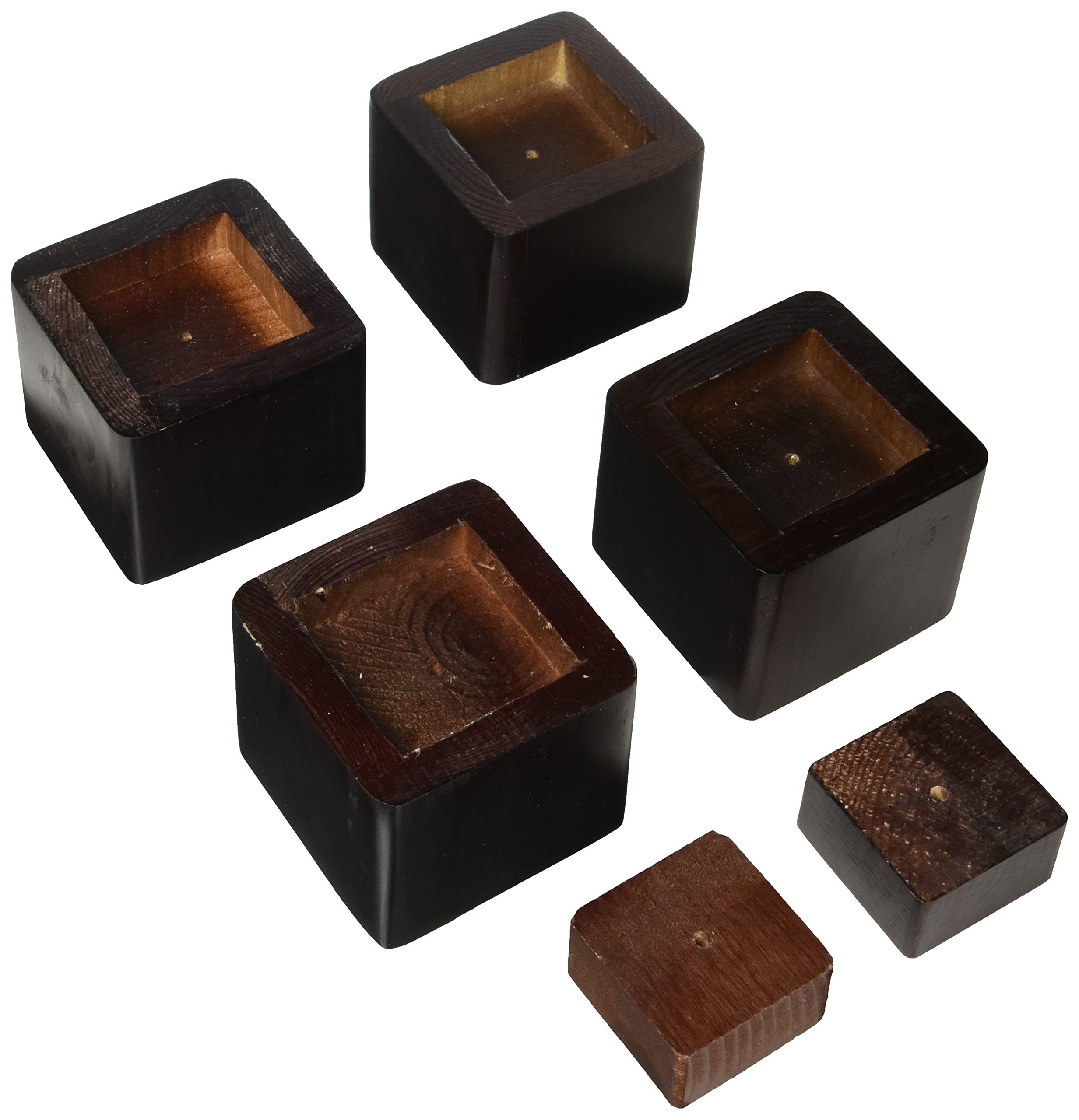 Richards Homewares 98041000 Espresso Wood Bed Lifters (Set Of 4) Fits 2.75 X 2.75 Bed Feet