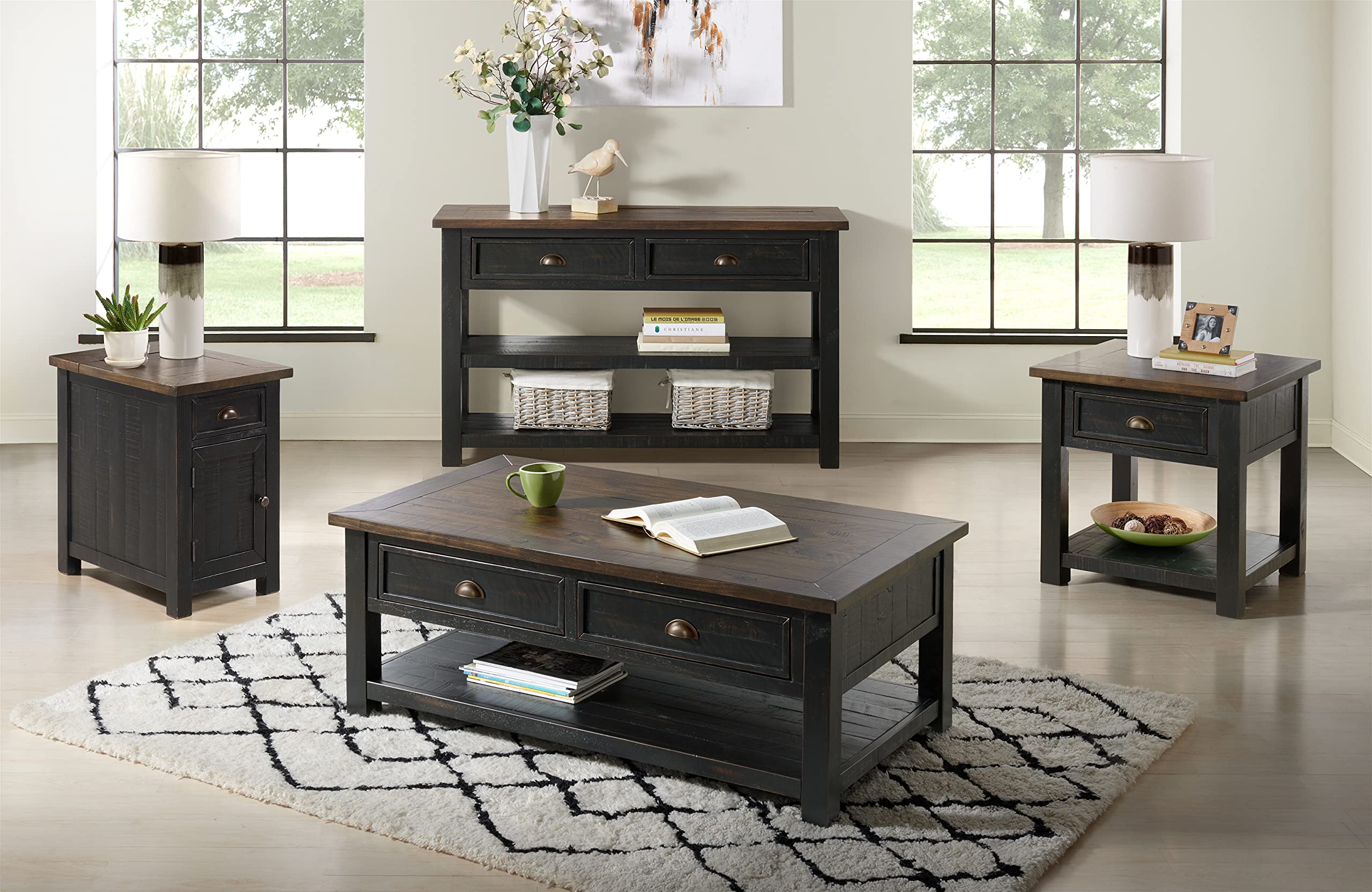 Martin Svensson Home, Chairside Table, Black with Brown Top