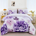 Rynghipy Purple Floral Comforter Set: Lightweight Soft Bedding Comforter Sets For All Season - Farmhouse Flower Bedding Set Quee