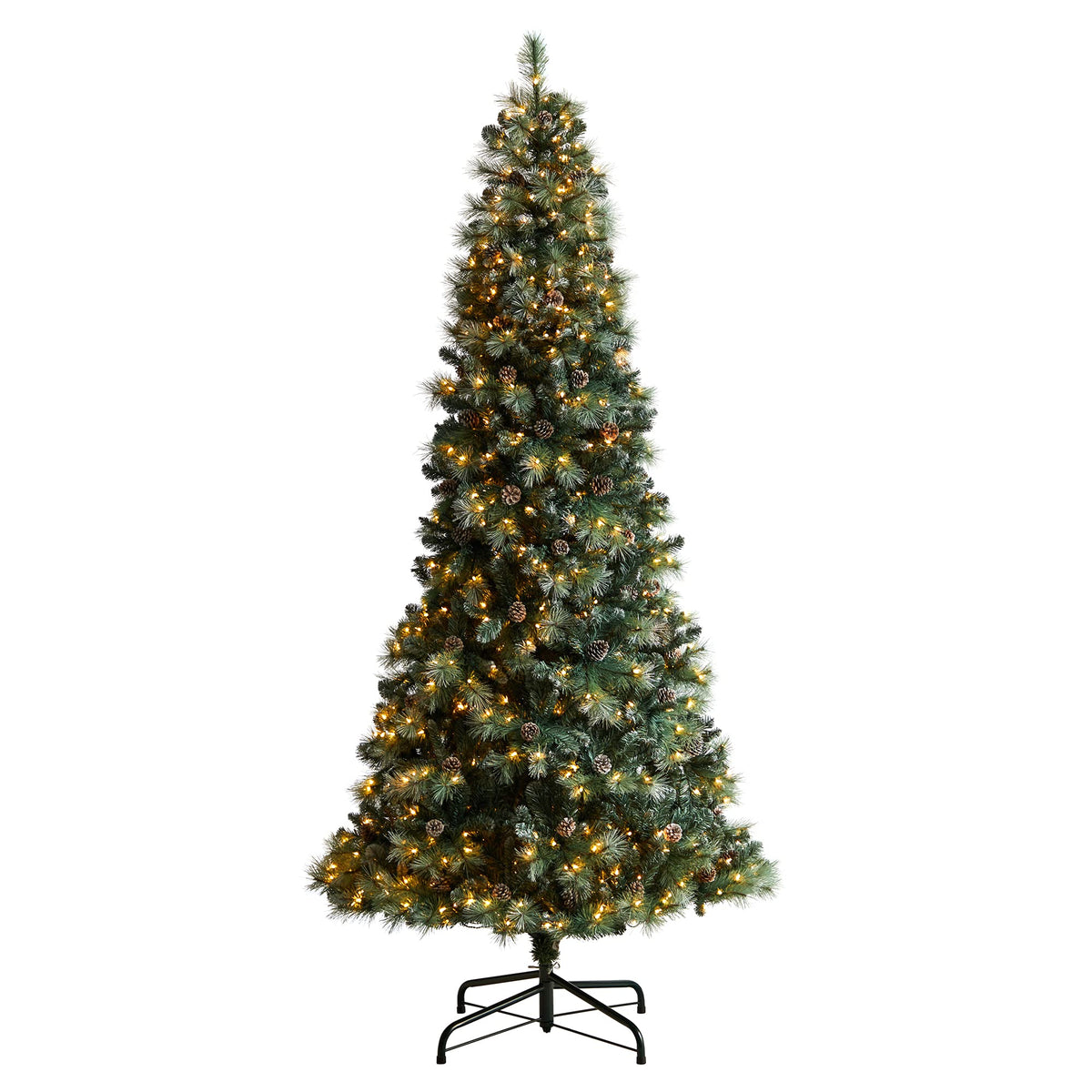 Nearly Natural 9Ft. Frosted Tip British Columbia Mountain Pine Artificial Christmas Tree With 700 Clear Lights, Pine Cones And 1
