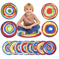 Hiiarug Carpet Circles Kids Rug 16' Rainbow Crazy Carpet Circle Seats Pre-School Classroom Accessories 12Pcs Round Carpet Seats