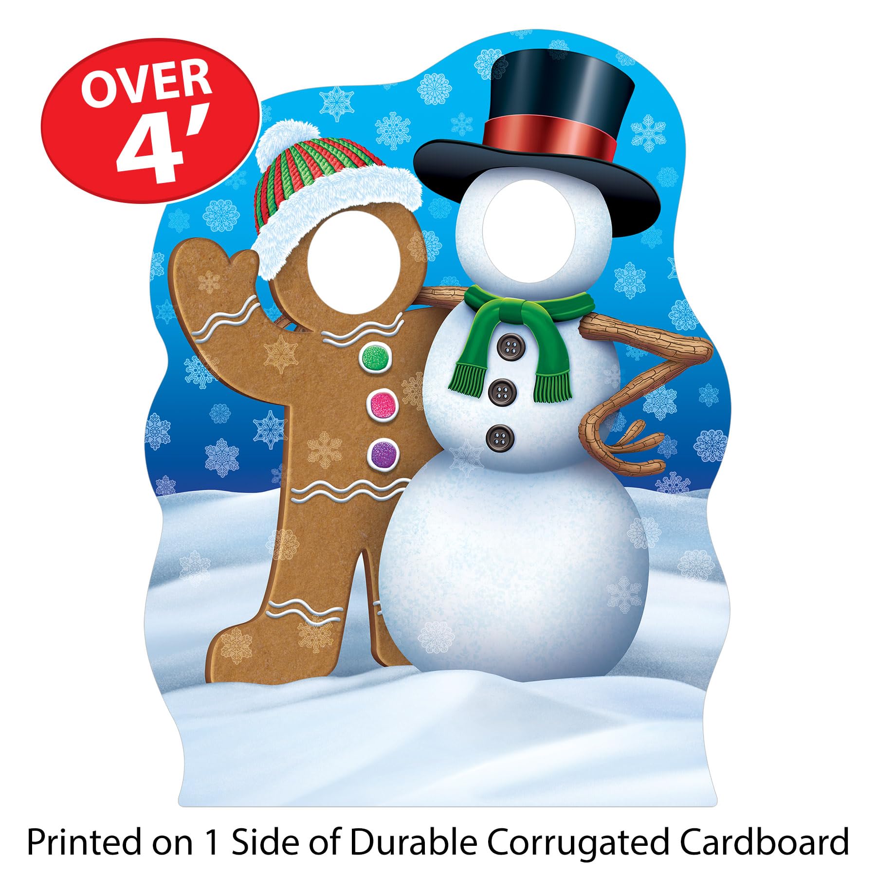 Beistle 49.25' X 37.25' Gingerbread Man & Snowman Christmas Photo Prop With Easel, Backdrop Holiday Decorations, Multicolor