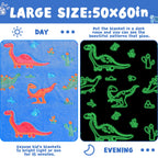 Inhand Glow In The Dark Blanket Dinosaur Gift Toys For Kids Boys Girls Fluffy Cozy Dinosaur Fleece Kids Blanket Birthday Christm