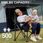 Ever Advanced Oversized Folding Camping Chair For Adults, Heavy Duty Lawn Chair With Side Pockets, Portable Collapsible Quad Chair For Outside, Support Up To 500Lbs, Black