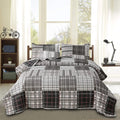 Bedspread Set King Size Quilt Set Plaid Bed Spread Coverlet Black White Grey Plaid Patchwork Stripe Modern Quilt Bedspread Beddi