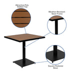 Flash Furniture Outdoor Patio Bistro Dining Table Set With 4 Chairs And Faux Teak Poly Slats