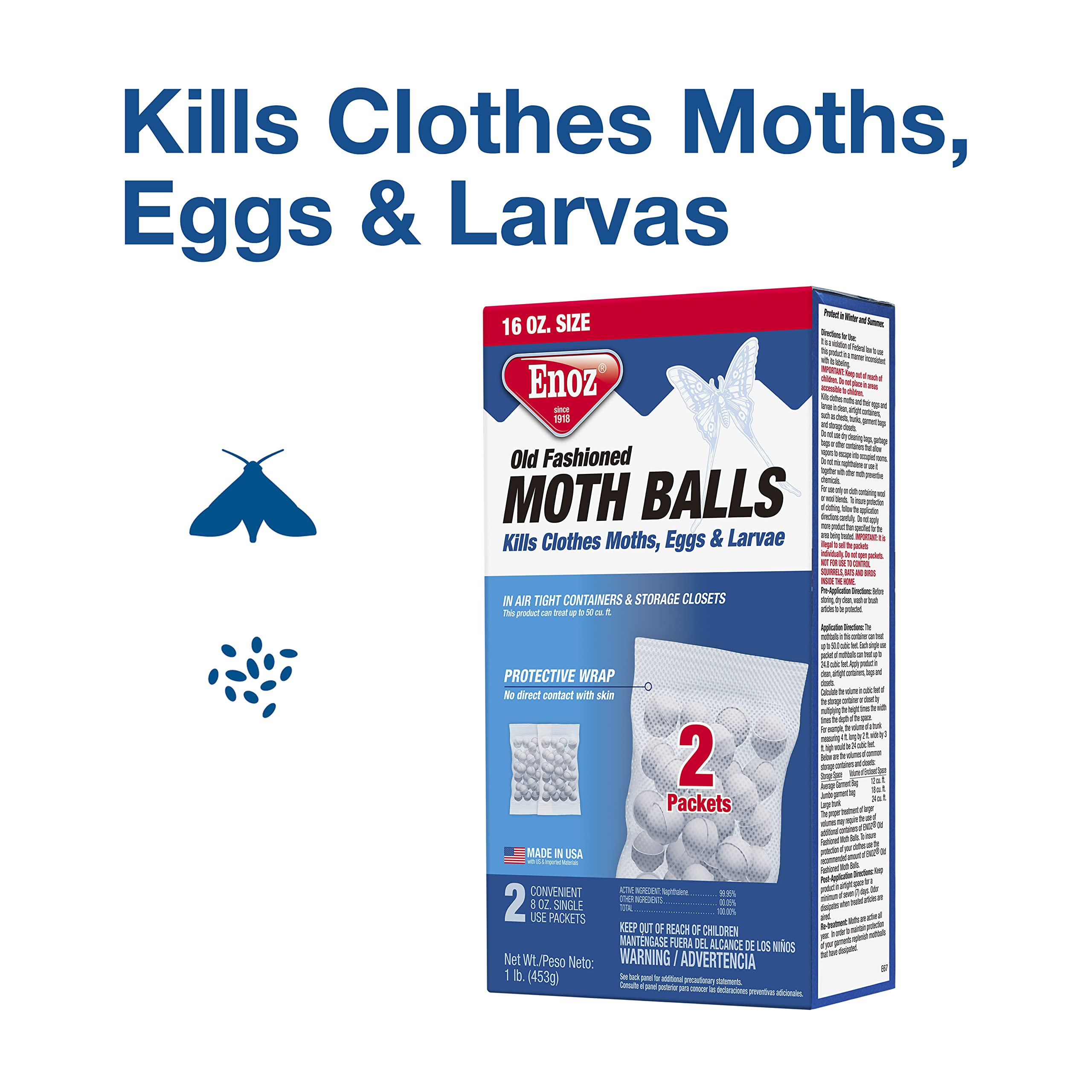 Enoz Old Fashioned Moth Balls, 16 Ounce