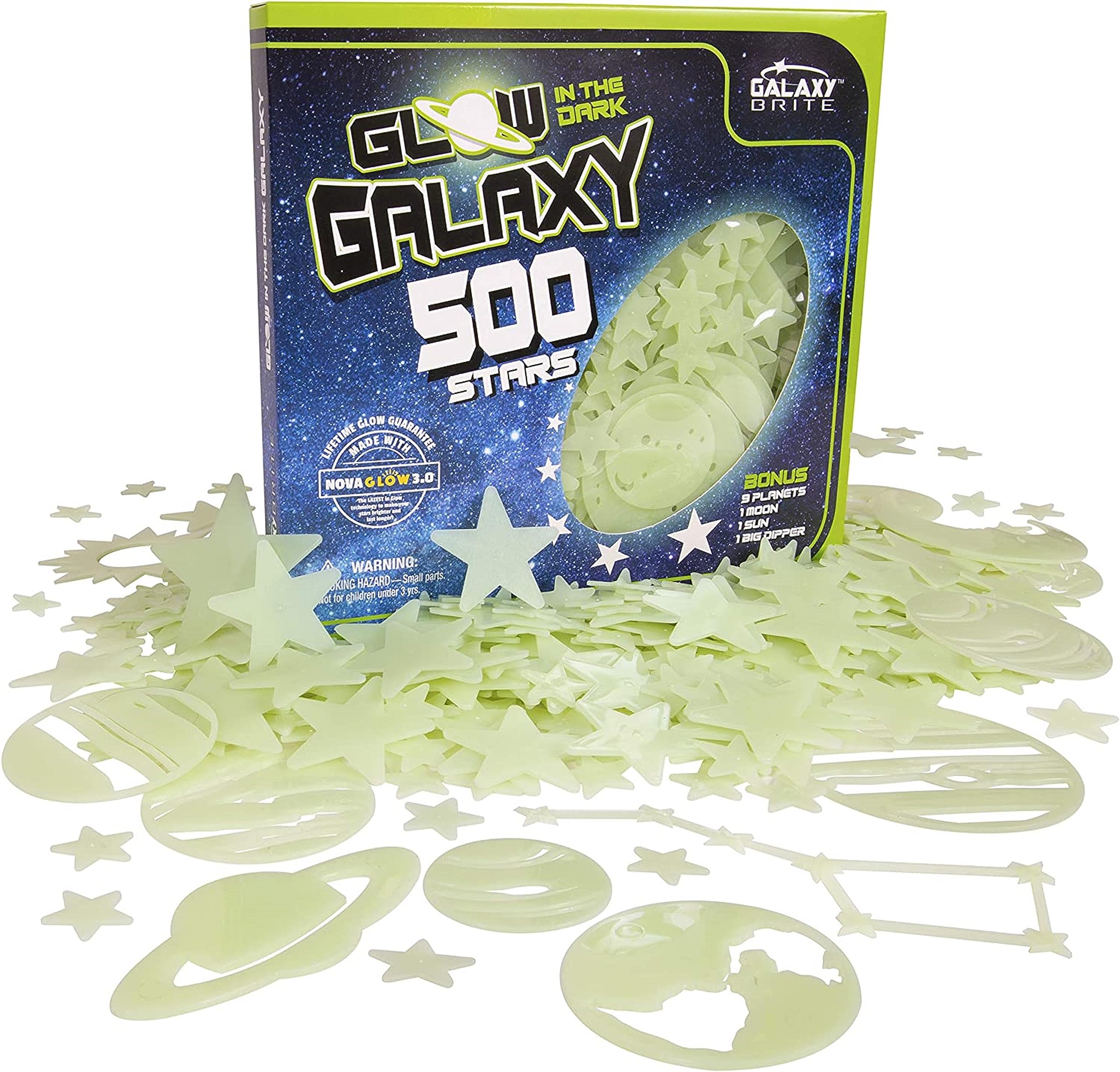 Glow In The Dark Stars For Ceiling, 500-Count, Largest Ceiling Glow Stars Assortment; Includes Bonuses; Jumbo Sun (Supernova), A