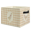 EVIHCG Pink Bow Goose Checkered Storage Bins Box with Handles, Beige and White Gingham Plaid Goose Collapsible Laundry Basket Ha