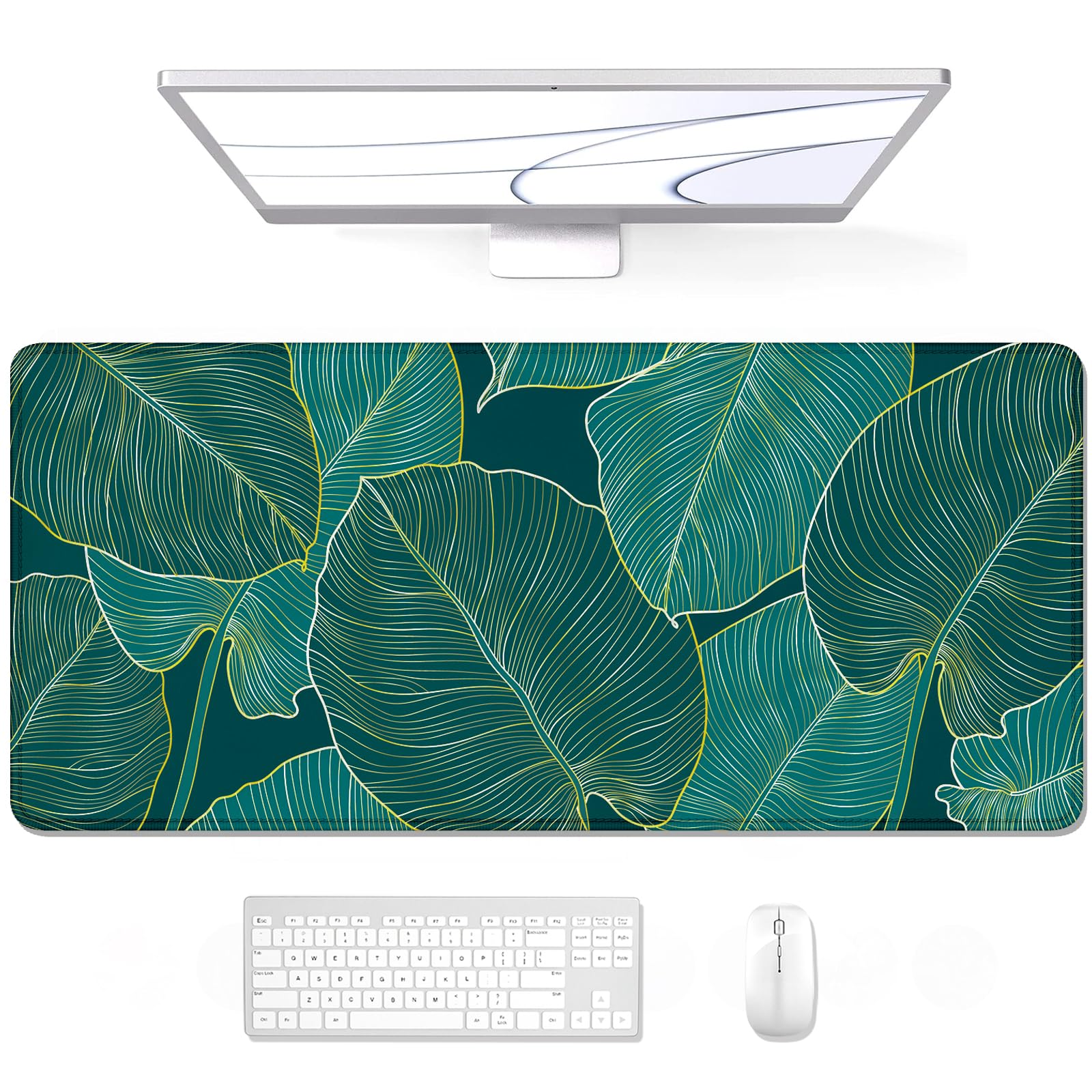 Auhoahsil Large Mouse Pad, Xxl Desk Pad, Extened 35' X 15', Non-Slip Rubber Base, Stitched Edges, Superior Surface, Waterproof