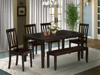 East West Furniture CAAN6-CAP-W Capri 6 Piece Kitchen Set Contains a Rectangle Table and 4 Dining Chairs with a Bench, 36x60 Inch
