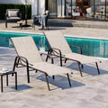 Crestlive Products Outdoor Chaise Lounge Chair with Armrests, Adjustable Five-Position and Full Flat Pool Recliner for Patio, De