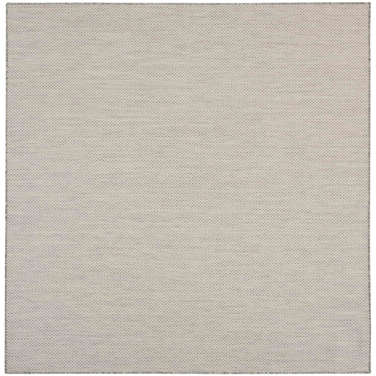 Nourison Courtyard Indoor/Outdoor Ivory Silver 10' X Square Area Rug, Easy Cleaning, Non Shedding, Bed Room, Living Room, Dining