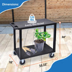 LUXOR EC22HD-B 32" x 18" Cart - Two Flat Shelves, Multipurpose Utility Cart, Four 5" Casters, Two Fixed Non-Locking Casters, Two Full-Swivel Casters with Locking Brake, 125 lbs. Per Shelf
