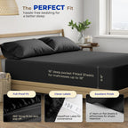 Thread Spread 100% Egyptian Cotton Sheets Twin - 600 Thread Count Sheets Twin, 3 Pc Deep Pocket Twin Sheets, Soft, Cooling Sateen Weave Extra Long Twin Sheets For Dorm, 16' Deep Pocket - Black