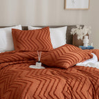 Andency Burnt Orange Full Comforter Sets, Boho Terracotta Soft Warm Bedding Comforter Sets For Full Bed, 3 Pieces Rust Chevron Tufted Aesthetic Microfiber Lightweight Comforter Set