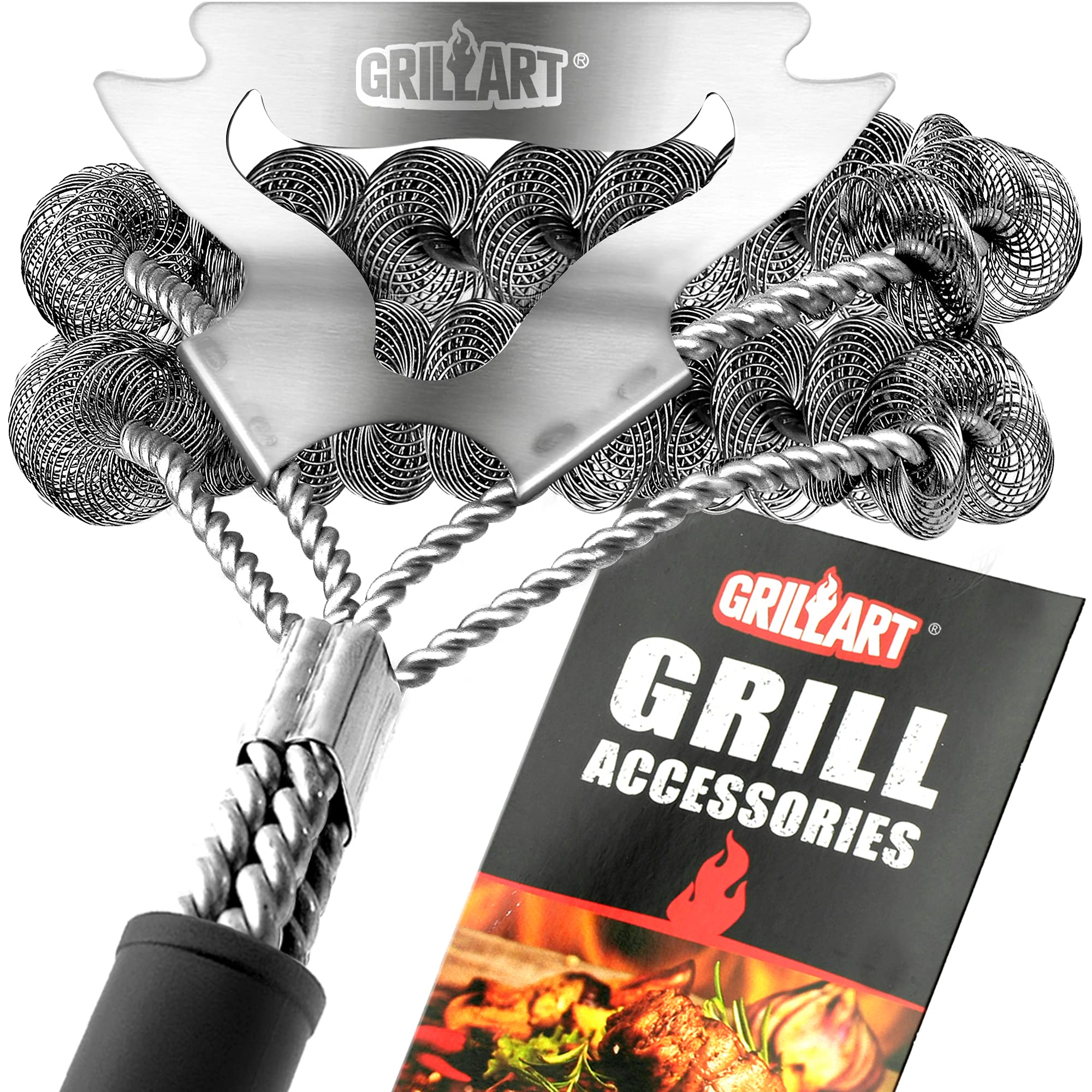 Grillart Grill Brush For Outdoor Grill Bristle Free - Safe Bbq Grill Cleaner Brush - 18' Bbq Brush For Grill Cleaning Kit -Stai