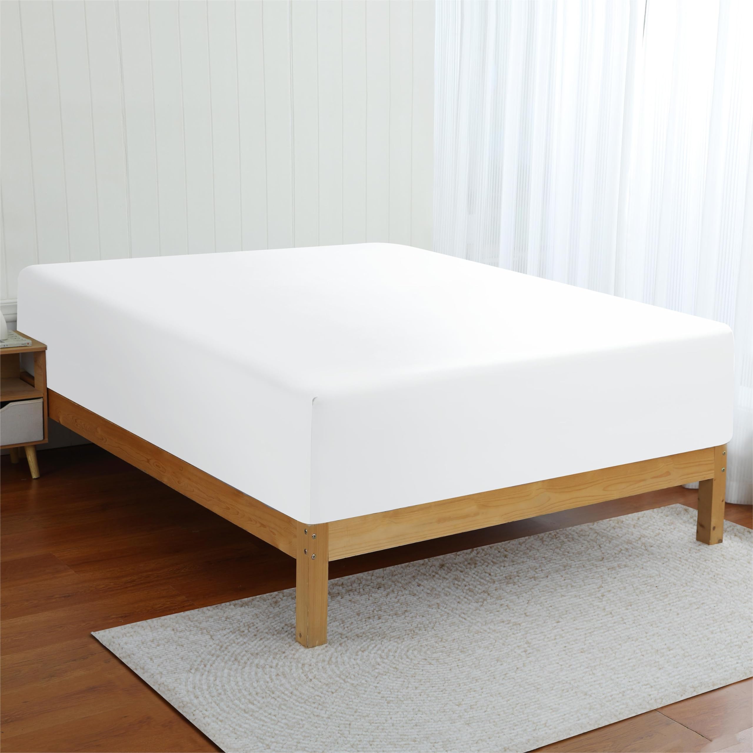 Bamboo Viscose Cooling Fitted Sheet Twin Size Only, 400 Thread Count, 16'' Deep Pocket Cooling Bottom Sheets For Hot Sleeper, Si