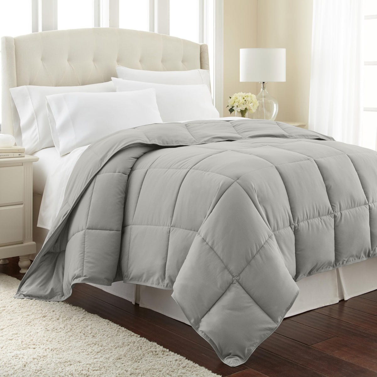 Southshore Fine Living, Inc. Vilano Springs Premium Quality Over-Sized All-Season Down-Alternative Comforter, Steel Grey, Full/Q