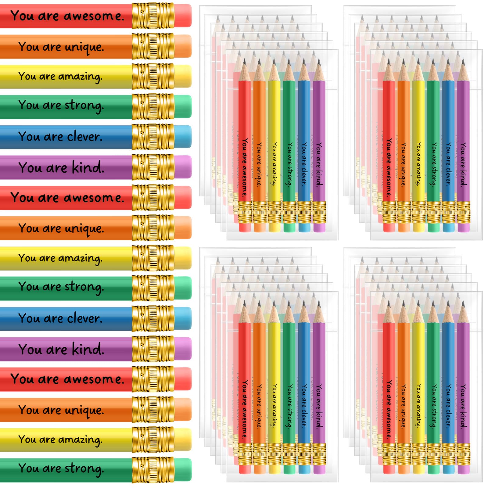 Spakon 24 Pack Back To School Pencils Rainbow Inspirational Pencil For Kid Motivational Sharpened Pencil First Day Of School Gif