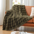 Exq Home Rabbit Faux Fur Throw Blanket For Couch,Soft Fluffy Bubble Double Sided Plush Blanket,Cozy Thick Warm Fuzzy Decorative