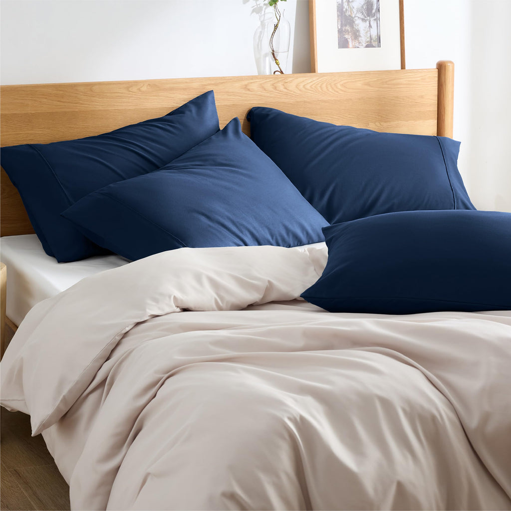 Bedsure King Size Pillow Cases Set Of 4 - Navy Polyester Microfiber Pillowcases 4 Pack, Super Soft Pillowcase, Pillow Case Cover With Envelop Closure, 20X36 Inches