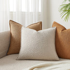 Juspurbet Beige Boucle Throw Pillow Covers 22X22 Inch Set Of 2 For Couch Bedroom Sofa Living Room Decorative Soft Thick Curly Te