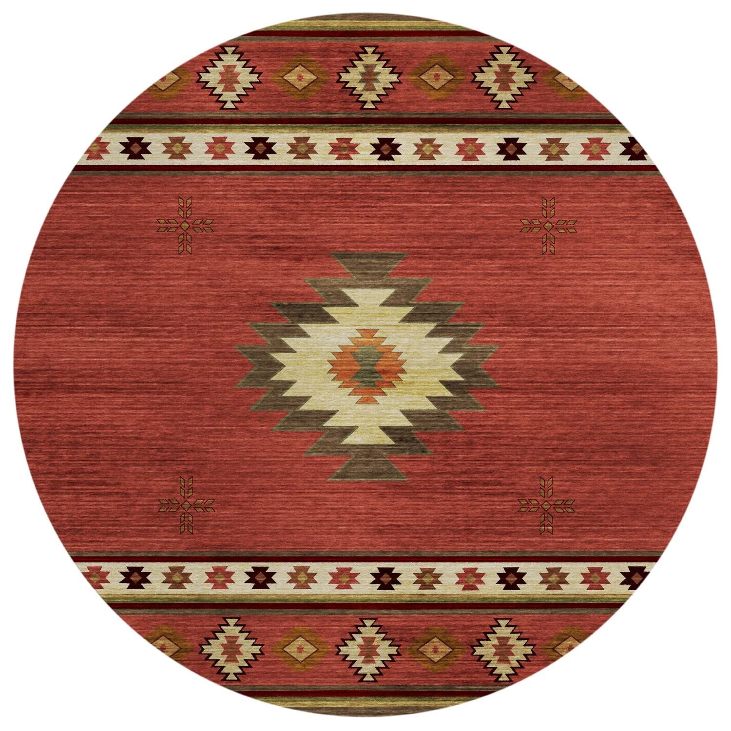 Phoenix Ph4 Red Southwestern Rug Round 8' X 8'