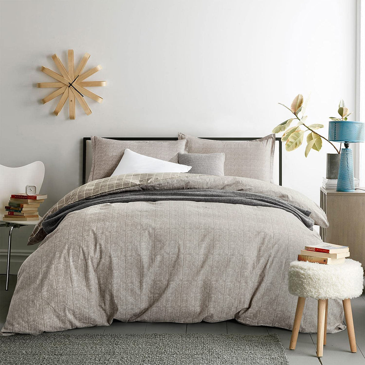 Jucfhy Duvet Cover King Size,Cotton Brown Duvet Cover Set With Zipper Closure, Ultra Soft And Easy Care, Simple And Luxurious Pa