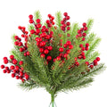 WXJ13 30 Pieces Artificial Pine Branches Christmas Holly Berries Artificial Red Berry Stems for Christmas Wreath Decorations Xma