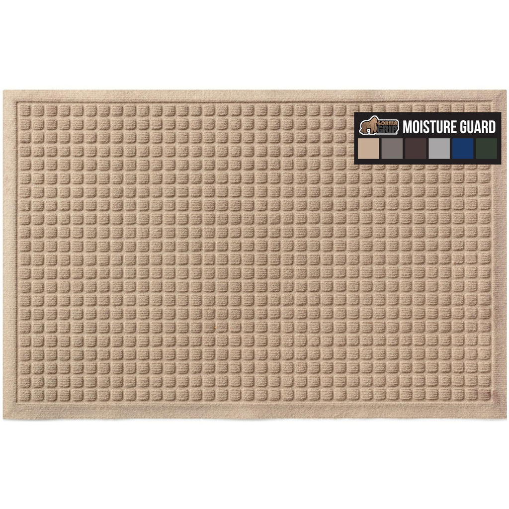 Gorilla Grip Ultra Absorbent Moisture Guard Doormat, Absorbs Up To 2.75 Cups Of Water, Stain And Fade Resistant, Spiked Rubber Backing, All Weather Mats Capture Dirt, Indoor Outdoor, 72X24, Beige