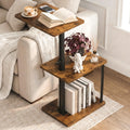 Faesun 360 Swivel Side Table for Height Adjustable, C Shaped End Table for Couch with Storage, 3Tier Night Stand with Open Shel