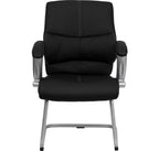Flash Furniture Tristan Black LeatherSoft Executive Side Reception Chair with Silver Sled Base