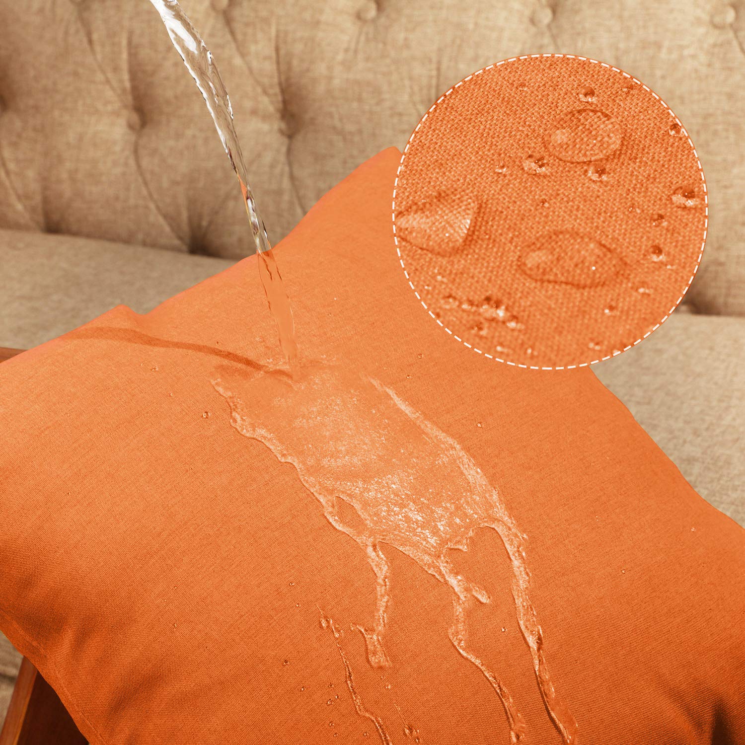 4 Pack Decorative Outdoor Waterproof Throw Pillow Covers, Square Patio Balcony Garden Waterproof Cushion Case, Pu Coating Pillow Shell For Couch, Bed, Patio, Sofa, Tent,18 X 18 Inch (Orange)