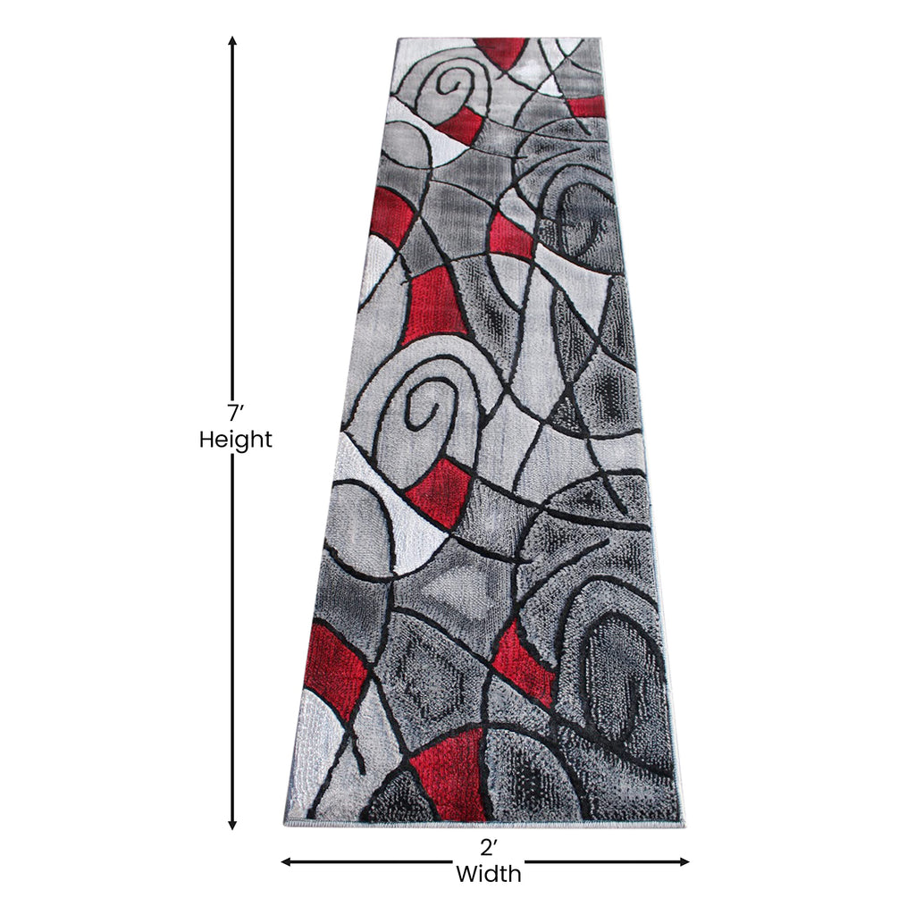 Flash Furniture Jubilee Collection Contemporary Area Rug - High Pile Red Olefin Rug - 2' X 7' Area Rug - Jute Backing - Hallway, Entryway, Bedroom, Living Room